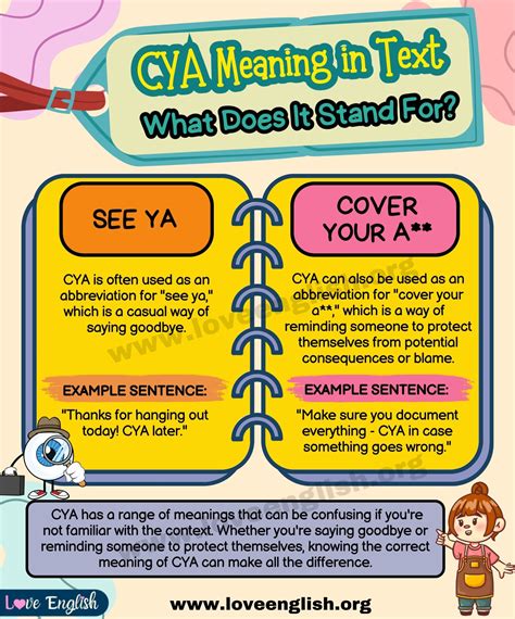 cya meaning|what is cya stand for.